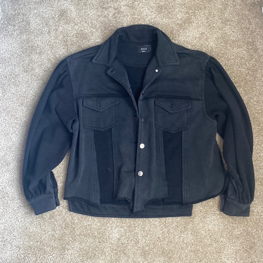 Cotton black shacket